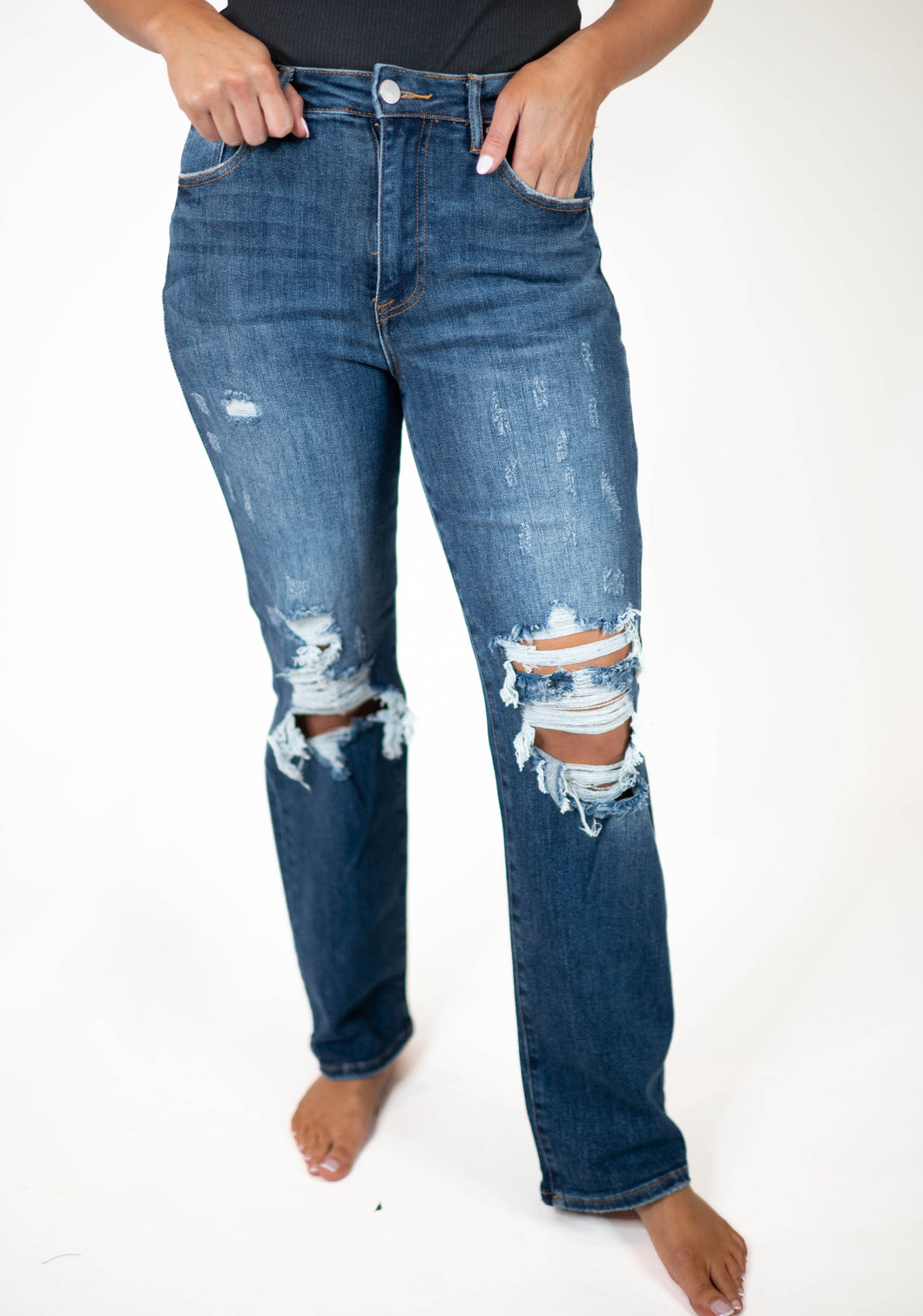 High Rise Straight Leg Jeans