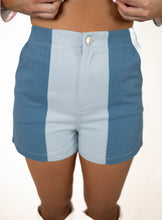 Denim Color Block Shorts
