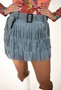 Blue Fringe Skort