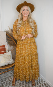Mustard Floral Maxi Dress