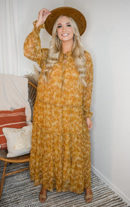 Mustard Floral Maxi Dress