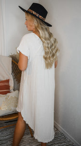 Oatmeal Linen Frayed Dress