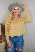 Mustard Long Sleeve Crop Top