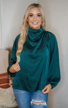Forest Green Satin Drape Top