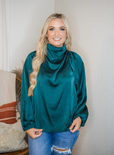 Forest Green Satin Drape Top