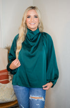 Forest Green Satin Drape Top