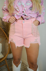 Pink Rhinestone Shorts