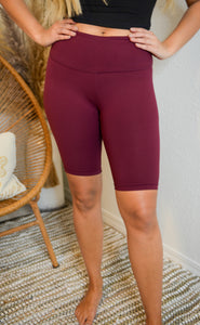 Plus Size Burgundy Biker Shorts