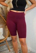 Plus Size Burgundy Biker Shorts
