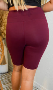 Plus Size Burgundy Biker Shorts
