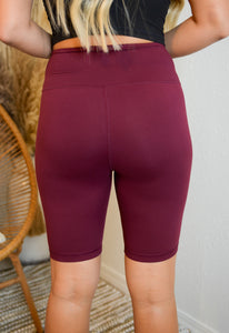 Plus Size Burgundy Biker Shorts