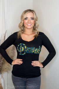 Duval Black V Neck Long Sleeve