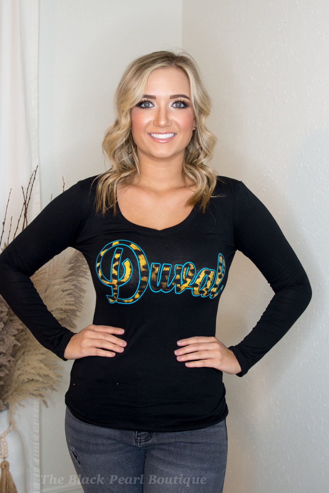 Duval Black V Neck Long Sleeve