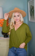 Olive Surplice Top