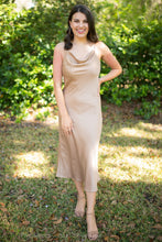 Taupe Cowl Neck Midi Dress