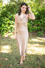 Taupe Cowl Neck Midi Dress