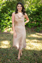 Taupe Cowl Neck Midi Dress