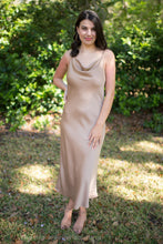 Taupe Cowl Neck Midi Dress