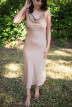 Taupe Cowl Neck Midi Dress