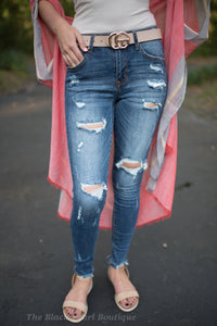 Dark Wash Distressed Skinny Jeans