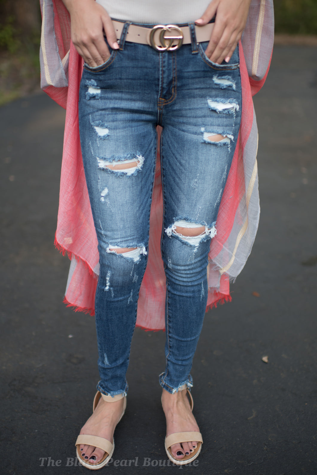 Dark Wash Distressed Skinny Jeans