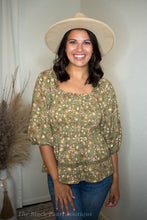 Olive Floral Print Blouse