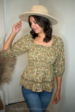 Olive Floral Print Blouse