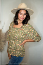 Olive Floral Print Blouse