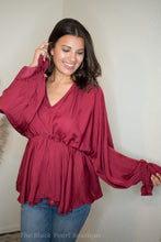 Wine V Neck Blouse