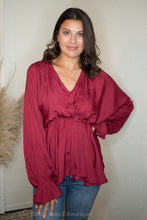 Wine V Neck Blouse