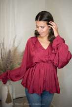 Wine V Neck Blouse