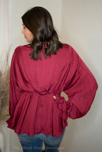 Wine V Neck Blouse