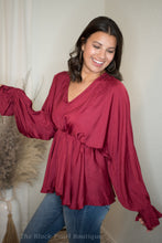 Wine V Neck Blouse