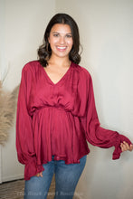 Wine V Neck Blouse