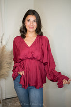 Wine V Neck Blouse