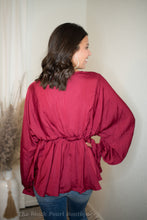 Wine V Neck Blouse