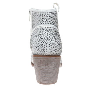 White Rhinestone Booties
