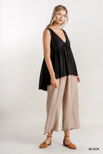 Black Linen Babydoll Top