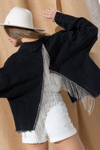 Black Denim Rhinestone Jacket