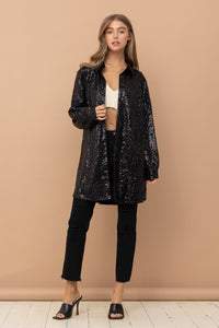 Black Sequins Shirt/Dress
