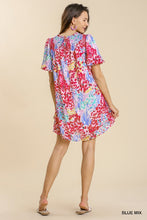 Mixed Print Puff Sleeve Dress