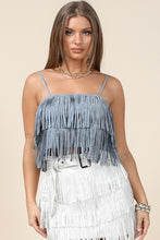 Blue Fringe Crop Top