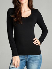 904 Black Scoop Neck Long Sleeve