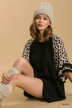Black Animal Sleeve Linen Top