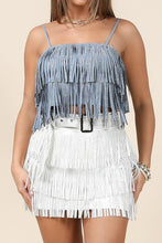 Blue Fringe Crop Top