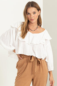 White Sweetie Ruffled Top