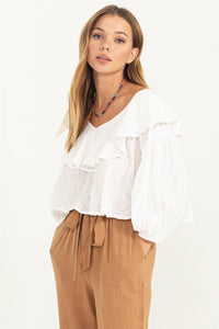 White Sweetie Ruffled Top