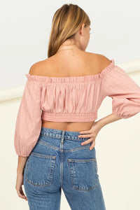 Blush Off Shoulder Crop Top