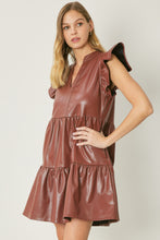 Dark Brown Faux Leathered Dress