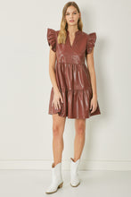 Dark Brown Faux Leathered Dress
